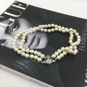 🤍Vivienne Westwood Double Layer Pearl Magnetically Absorbing Button Necelace